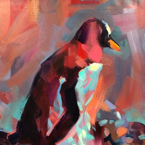 Gentoo penguin, penguin art, wildlife art, vibrant wildlife, A4 giclee print, animal print