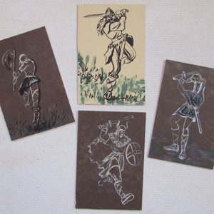 Set di carte artistiche Arte vichinga Mitologia norrena Miniatura Miniatura originale Arte popolare norvegese Simbolo scandinavo Carte vichinghe
