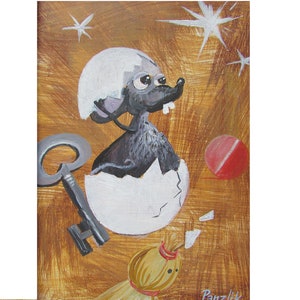 Arte de pared para guardería Retrato de rata Pintura de rata Pintura de mascota Arte original Artista ucraniano Pintura acrílica Retrato Regalo de arte único