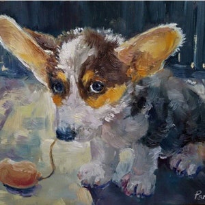 Original oil painting, gift, painting as a gift, portrait of a dog, portrait on a photo, portrait of a pet, small dog, puppy, cutie, pet