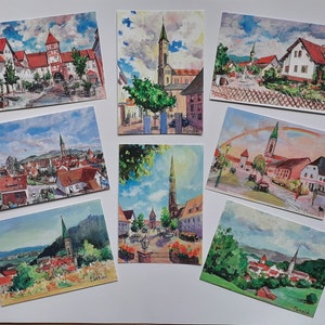Postcards set based on original Nature inspired artpicturesque landscapes from the Ukrainian artists