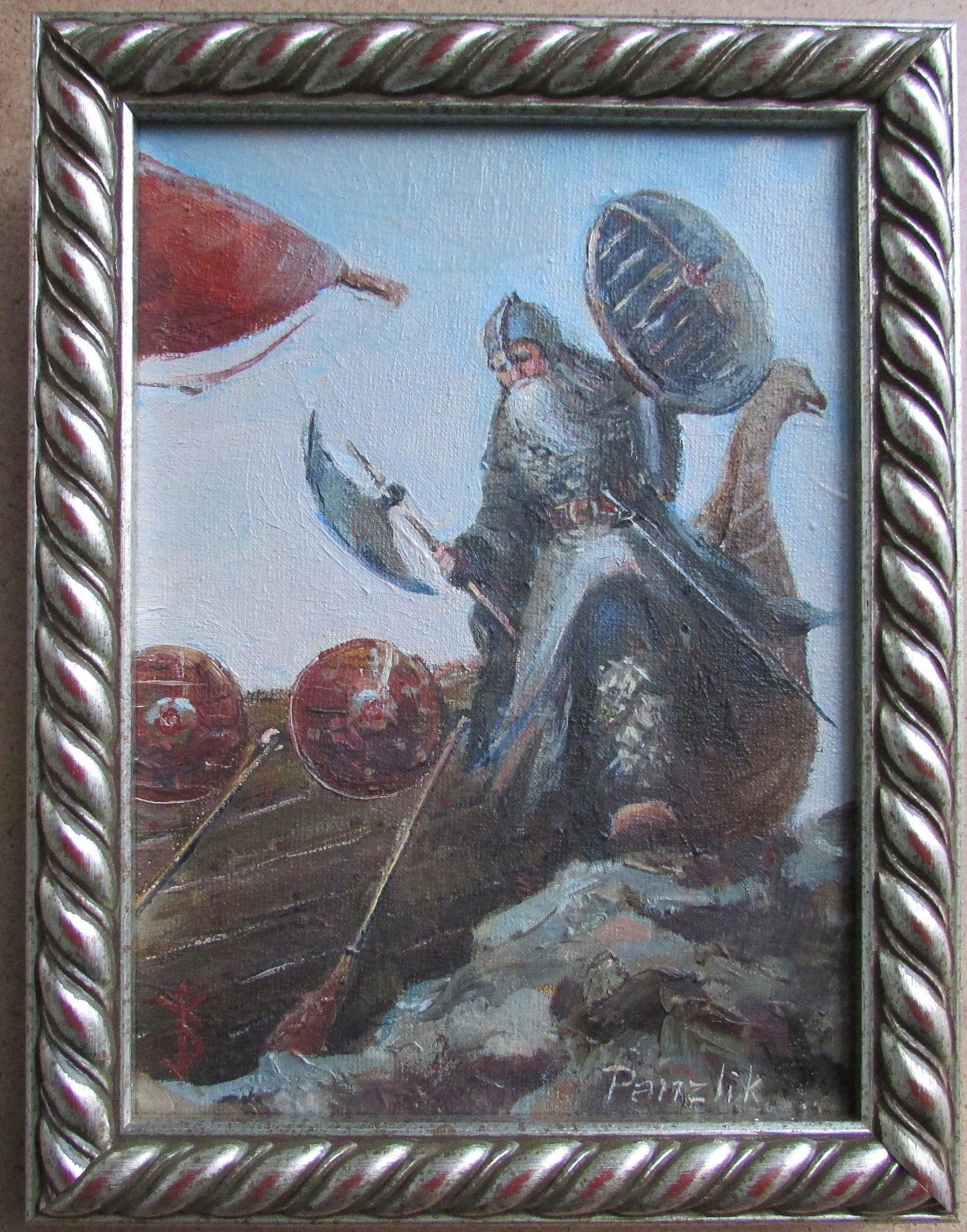 Viking painting Original oil painting warrior. Viking Symbol Etsy