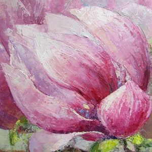 Flower still life Magnolia flower Oil art Original art Floral still life Colorfull oil art Canvas art Floral oil painting Wall art decor