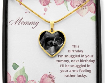 Pregnancy Gift for Daughter, Personalized Photo upload, Pregnant Daughter Necklace, First Time Mom, Birthday Gift for New Mom Ultrasound,