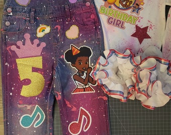 Corner Birthday Set, Denim set, overalls, Gracie Socks