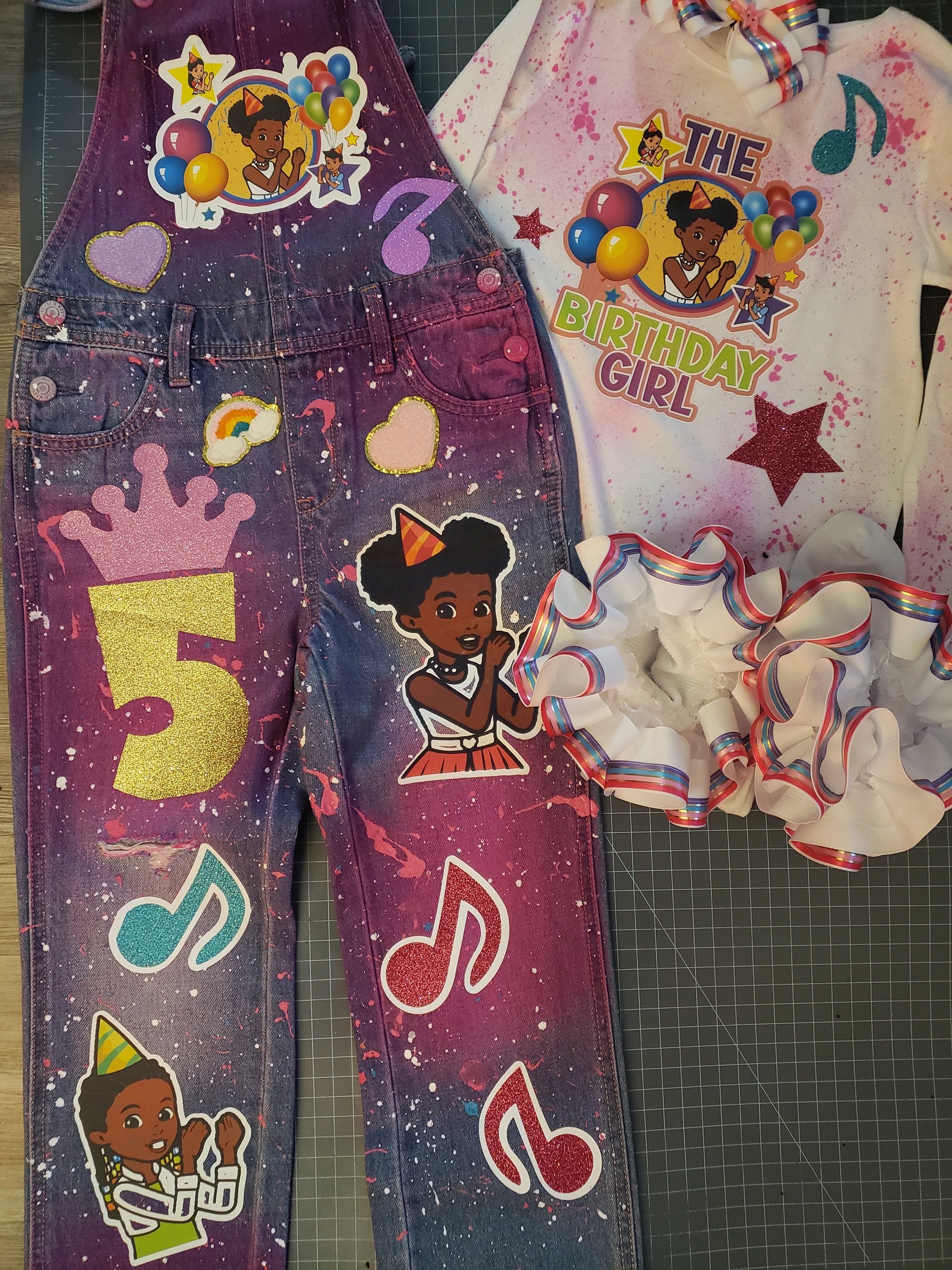 Gracie's Corner Birthday Set Denim Set Overalls Etsy