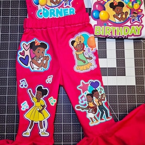 Custom Gracie's Corner Birthday Outfit Set: Overall, Shirt, Bow