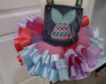 Conjunto de tutu de aniversário de sereia