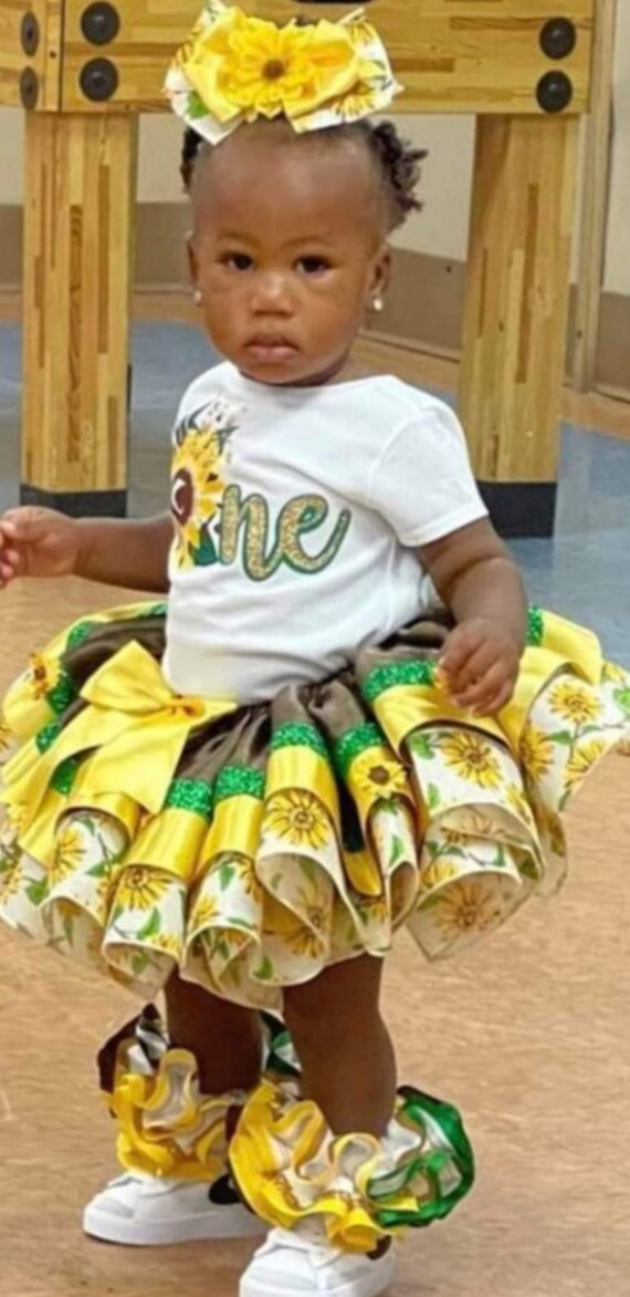 Sunflower Ribbon Trim Tutu Set