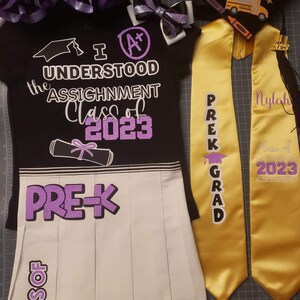 Graduation tennis skirt set, Pre K, Kindergarten Graduation (Plz read description)