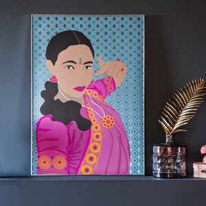 Bollywood portret-digitale print Instant Download Wall Art Prints unieke kunst-Indiase danseres - Bollywood - Bharatantyam - Desi Girl