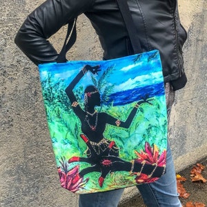 Lotus Hand and Dancer Tote Bag- Alapadma- Indian Dance - mudra - Indian Art - Dance Art - Costume Bag -Dance Art