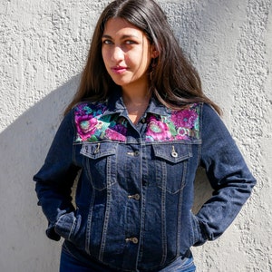 Up-cycled Spring Floral Jean Jacket