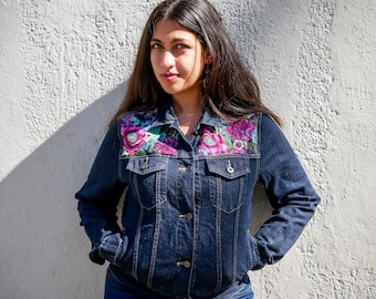Up-cycled Spring Floral Jean Jacket