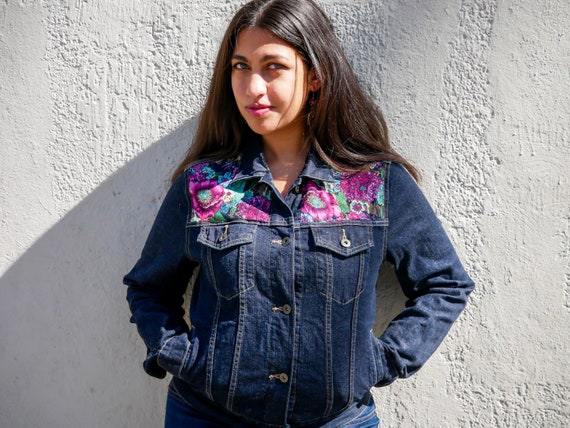 Patterned jean jacket sale
