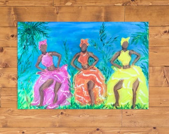 Puerto Rican Dancer Digital Print Instant Download Wall Art Prints Unique Art- Bomba- Afro Caribrian- folk dance - Tiano Art