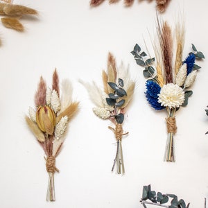 Dried flowers Pampas Eucalyptus boutonniere/ Rustic Boutonniere /Boho Wedding/ Mini Dried Flower Bouquet/Preserved flowers
