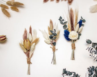 Dried flowers Pampas Eucalyptus boutonniere/ Rustic Boutonniere /Boho Wedding/ Mini Dried Flower Bouquet/Preserved flowers
