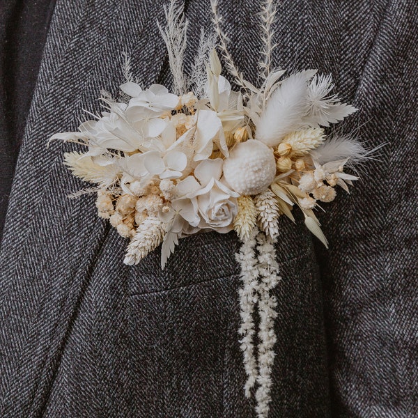 White/Ivory/Beige amarant dried pocket boutonniere/boho boutonniere/preserved boutonniere/buttonhole/rustic wedding/wedding/bohochic wedding