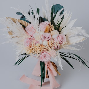 Blush pink and Green Wedding Bouquet/Dried and preserved Rustic Bridal Bouquet/Pink Bouquet/Classic Bouquet/Boho Wedding flowers/