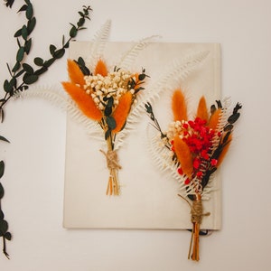 Rust Terracotta wedding boutonniere/ Boho Dried flowers boutonniere/ Rustic Boutonniere /Boho Wedding/ Mini Dried Flower Bouquet/fall groom