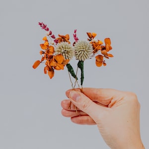 Thistles Dried hairpin/Rustic Terracotta Hydrangea wedding/Boho Bridal hair clips/hair accessory floral/Fall wedding/Bridal hair clips/