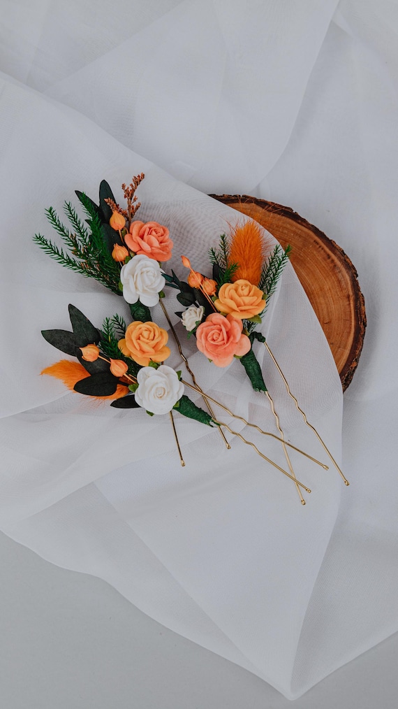 Floral Hair‎ Accessory with Orange and White Accents Amazon.com : Suncalla 5 Pcs Burnt Orange Dried Flower Hair  main image 4