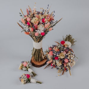 Pink Dream Hot pink Dried Flowers Bouquet/Preserved Daisy Rose Flowers Bouquet/Wedding Bridal bouquet/Lavander bouquet/Rustic Wedding