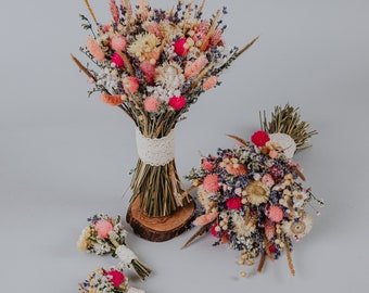 Pink Dream Hot pink Dried Flowers Bouquet/Preserved Daisy Rose Flowers Bouquet/Wedding Bridal bouquet/Lavander bouquet/Rustic Wedding