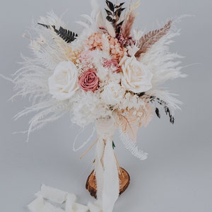 Mauve Ivory Beige White Bridal Bouquet/Dried Flower Wedding Bouquet/Rustic Chic Wedding Flowers/Boho Flower Bouquet/Flower Arrangement
