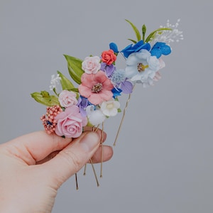 Wildflower Hair Pins/Colorful Bridal Hair Pins/Boho Wedding Accessories/Garden Wedding Hair/Summer Wedding Hair Pins/Flower Bobby Pins