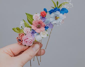 Wildflower Hair Pins/Colorful Bridal Hair Pins/Boho Wedding Accessories/Garden Wedding Hair/Summer Wedding Hair Pins/Flower Bobby Pins