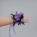 Purple Lavender Wrist Corsage/Prom Wrist Flowers/Black and Purple Wedding Corsage/Dark Floral Wristband/Gothic Prom Corsage/Flowers bracelet