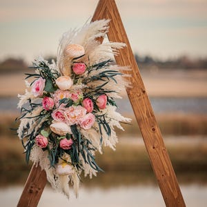 Pink Wedding Floral Arch/Pink Boho pampas flowers arch/Table Flower/Wedding flower/Boho wedding decor/Wall decor/Centerpiece/Eucalyptus arch
