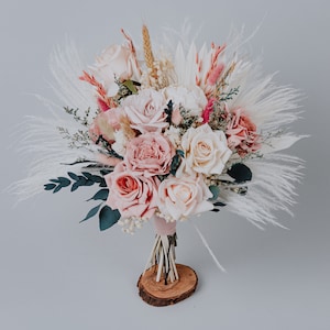 Blush pink eucalyptus Bridal bouquet/Dried flower bouquet/Wedding bouquet/Pampas bouquet/Boho bouquet/Outdoor bouquet/