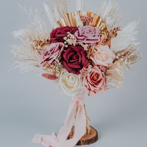 Blush Pink Mauve Burgundy Gold Boho Wedding Bouquet/Pampas Grass Bouquet/Dried  Silk Flowers bouquet/Boho Bridal Bouquet/Bridesmaids bouquet