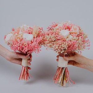 Pink baby&#39;s breath bouquet/dried preserved bridal bouquet/nature flowers/wedding dried flowers/rose bouquet/blush pink bouquet/gypsophila