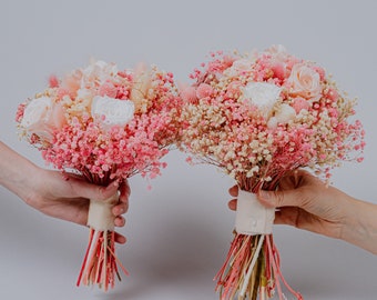 Pink dried preserved bridal bouquet/nature flowers/wedding dried flowers/preserved rose bouquet/blush pink bouquet/baby's breath bouquet/