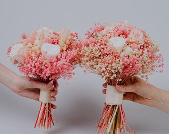 Pink baby&#39;s breath bouquet/dried preserved bridal bouquet/nature flowers/wedding dried flowers/rose bouquet/blush pink bouquet/gypsophila