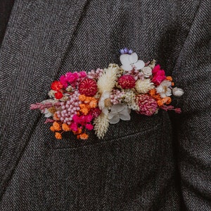 Hot pink dried pocket boutonniere/colorful pocket boutonniere/Rustic boutonniere/grooms flowers/grooms accessories/groomsmen/pocket flowers