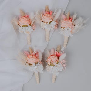 Peach Boutonniere/Lapel pins/Grooms Flower accessories/Groomsmen accessories/Flower boutonniere/Wedding accessories/Dried boutonniere/Boho
