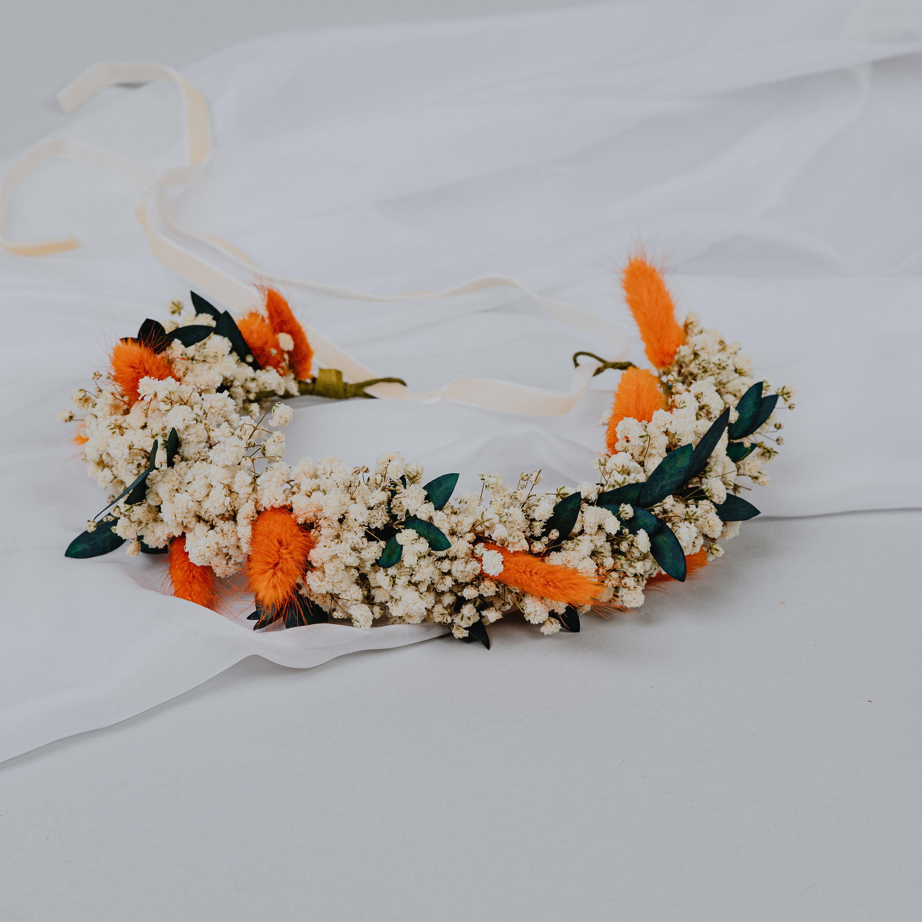 Elegant Burnt Orange Headwrap with Floral Accents Burnt Orange Floral Headband: Rustic Wedding Flower Crown - Etsy main image 3