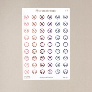 Cute Emoji Sticker Sheet - 54 Small Washi Seamless Stickers for ...