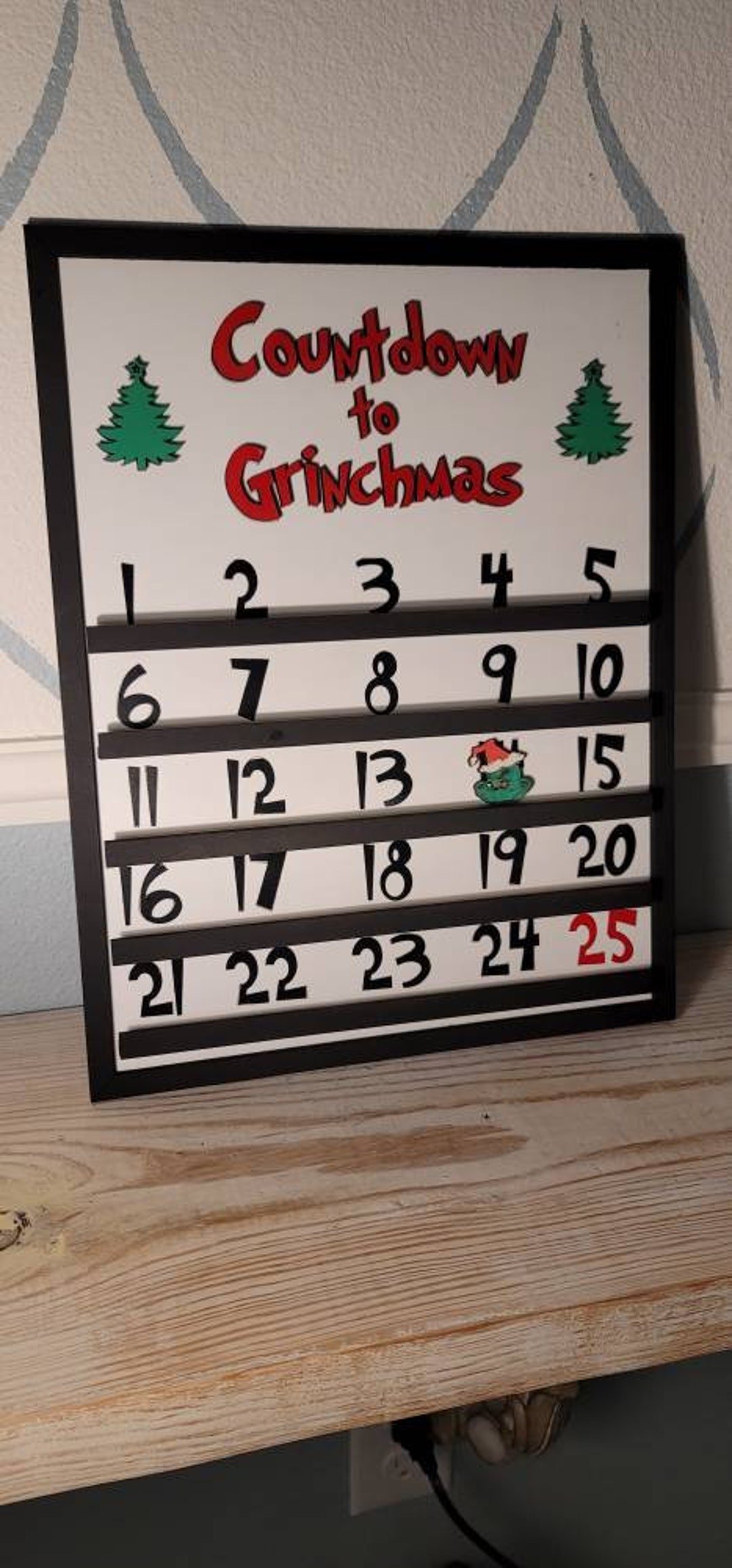 Christmas Countdown Sign Grinch Calendar December Countdown Days Until