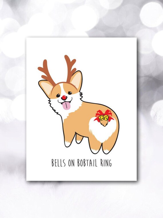 Reindeer / Bells on Bobtail Ring / Christmas Greeting / Etsy