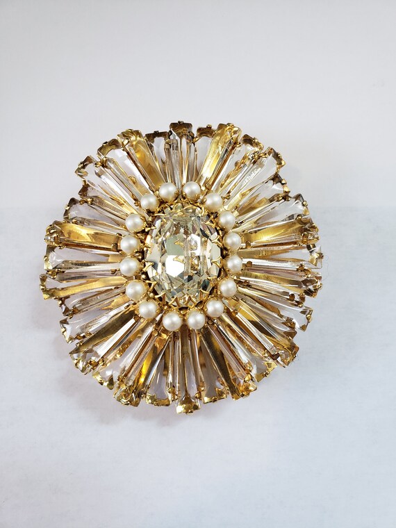 Vintage Rare Schreiner Large Ruffle Buckle Clear … - image 2