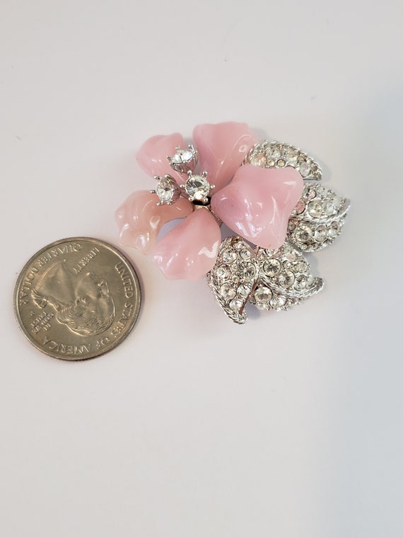 Vintage Nolen Miller Pink Resin Flower Clear Crys… - image 3