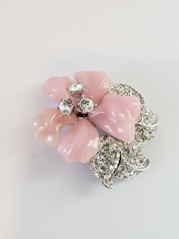 Vintage Nolen Miller Pink Resin Flower Clear Crys… - image 6