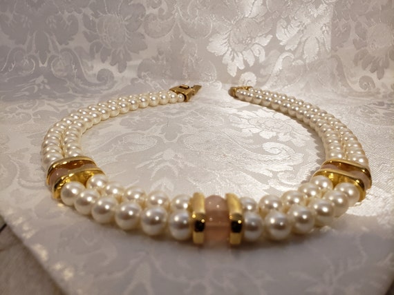 Vintage Napier Double Strand Faux Pearl Necklace … - image 5