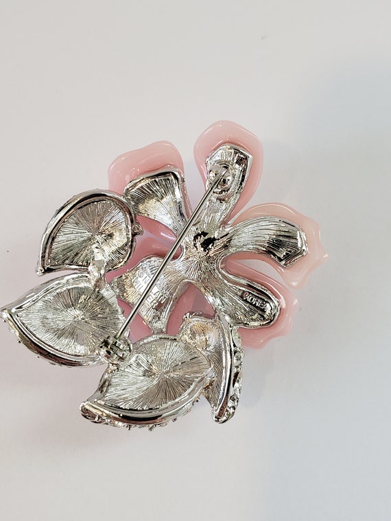 Vintage Nolen Miller Pink Resin Flower Clear Crys… - image 4